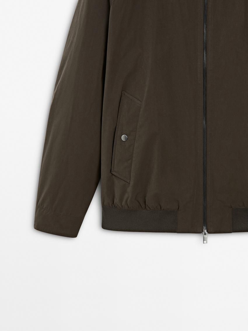 Massimo Dutti High Neck Men Bomber Jacket Dark Khaki | US-AO3460287