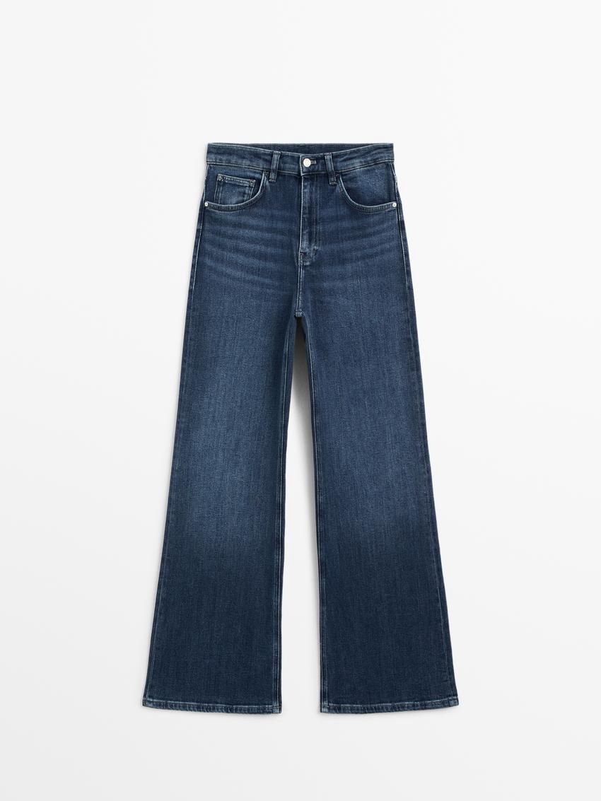 Massimo Dutti High Rise Flare Fit Cotton Blend Women Jeans Blue | US-WG0635291
