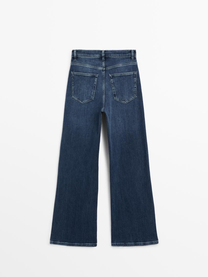 Massimo Dutti High Rise Flare Fit Cotton Blend Women Jeans Blue | US-WG0635291