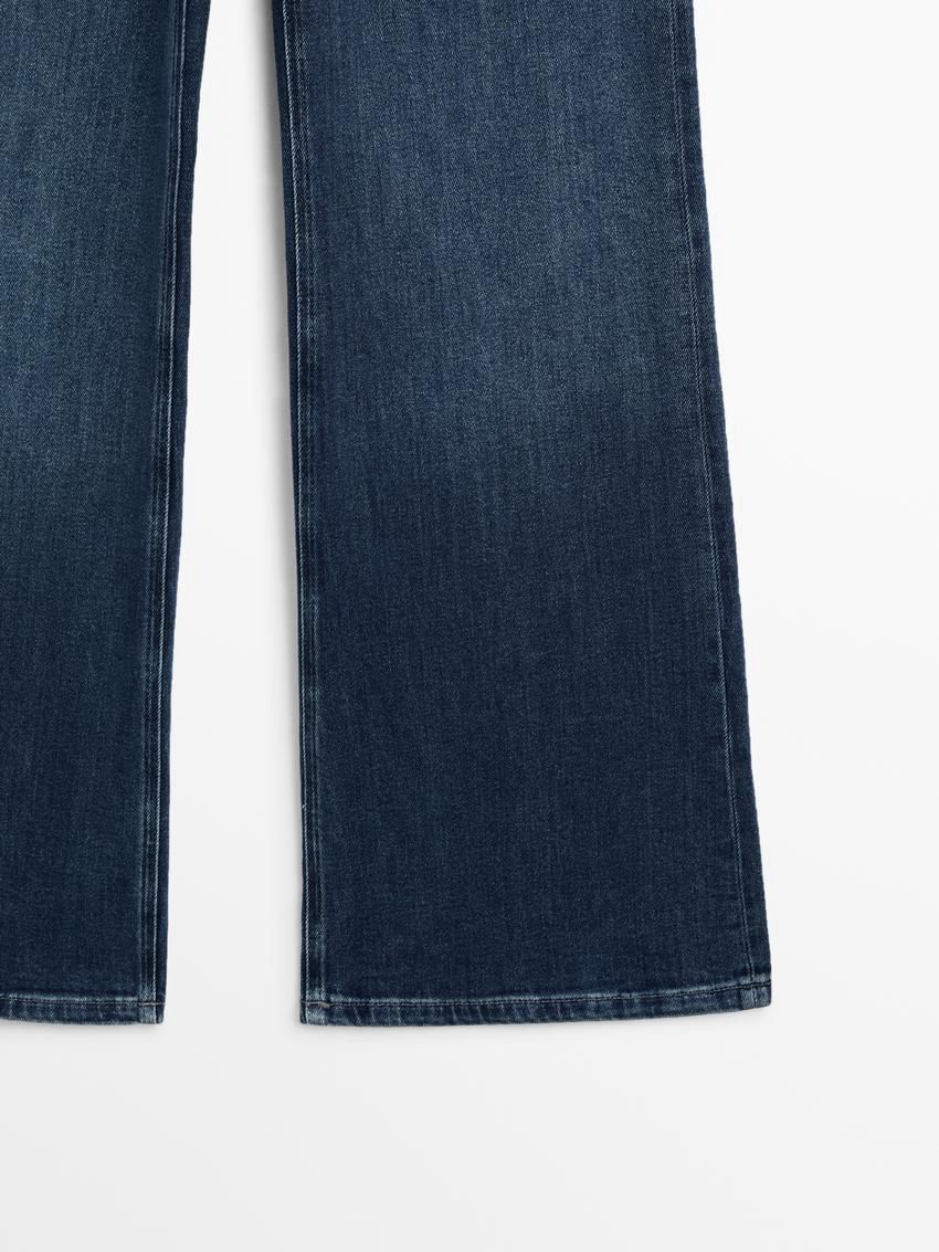 Massimo Dutti High Rise Flare Fit Cotton Blend Women Jeans Blue | US-WG0635291