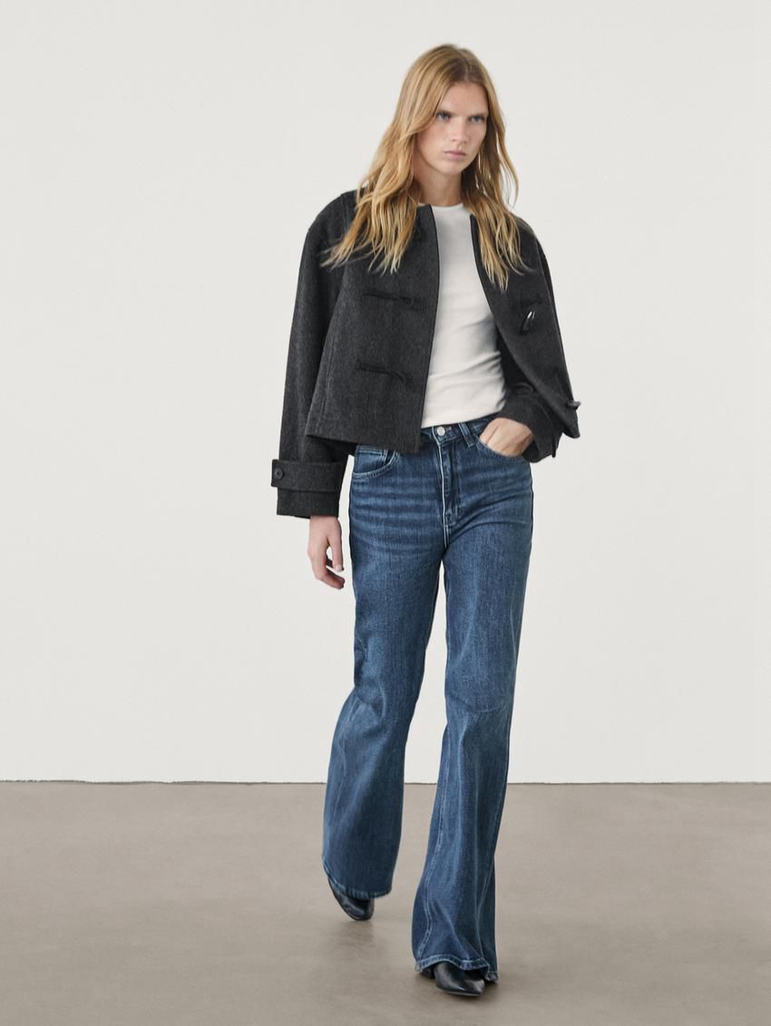 Massimo Dutti High Rise Flare Fit Cotton Blend Women Jeans Blue | US-WG0635291