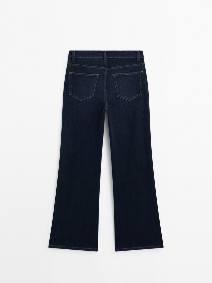 Massimo Dutti High Rise Flare Fit Cotton Blend Women Jeans Dark Blue | US-KG1430982