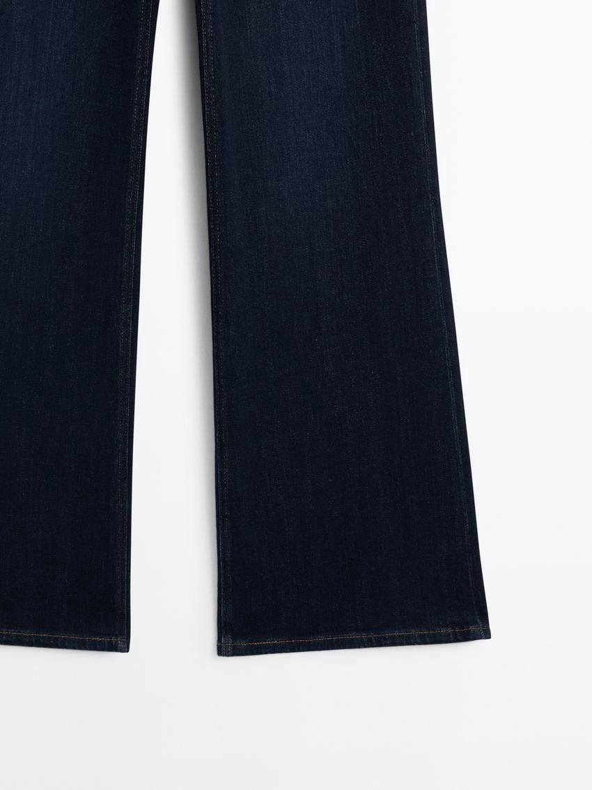 Massimo Dutti High Rise Flare Fit Cotton Blend Women Jeans Dark Blue | US-KG1430982