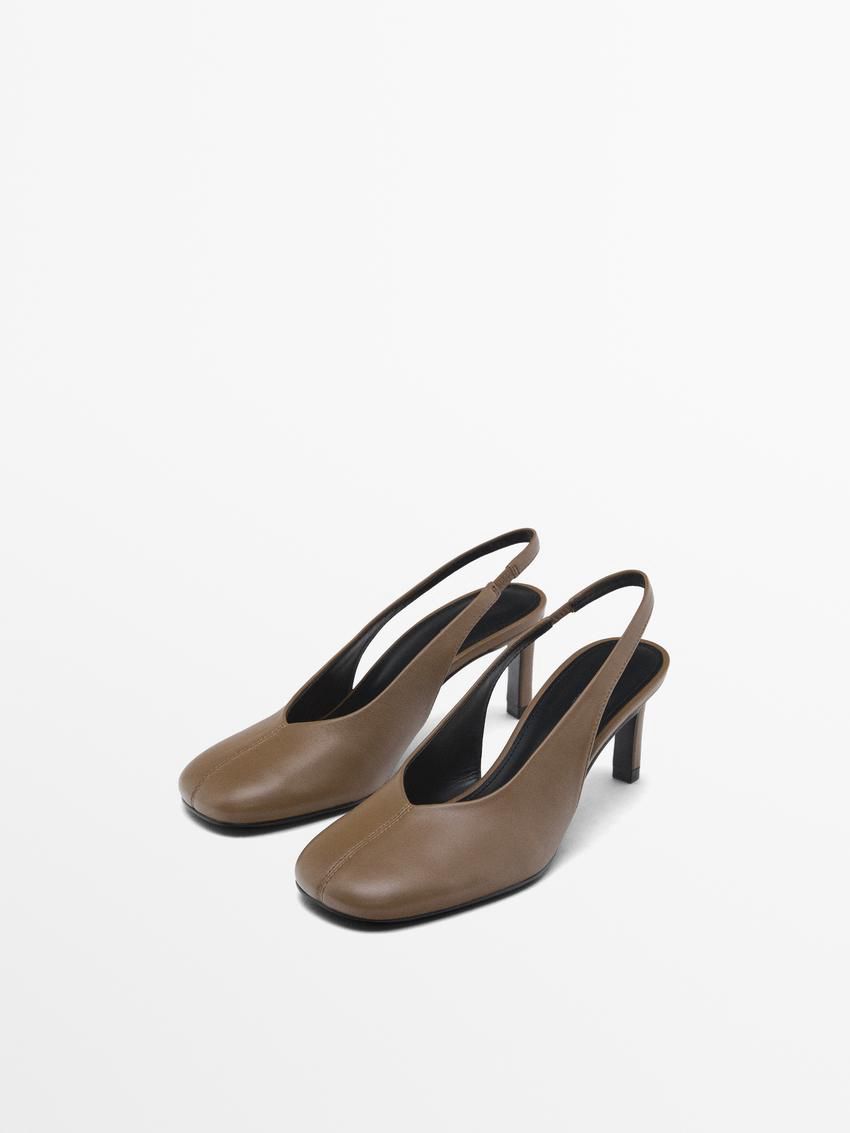 Massimo Dutti High Women Slingback Shoes Brown | US-KC1985702