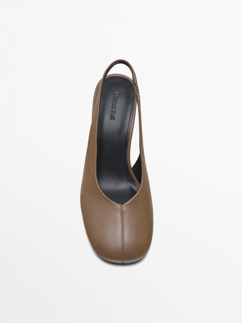 Massimo Dutti High Women Slingback Shoes Brown | US-KC1985702