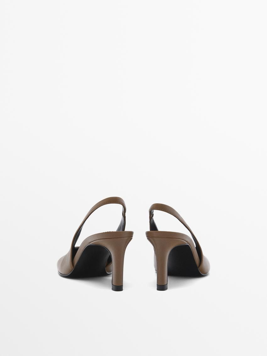 Massimo Dutti High Women Slingback Shoes Brown | US-KC1985702