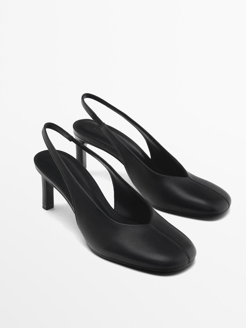 Massimo Dutti High Women Slingback Shoes Black | US-OS4510672