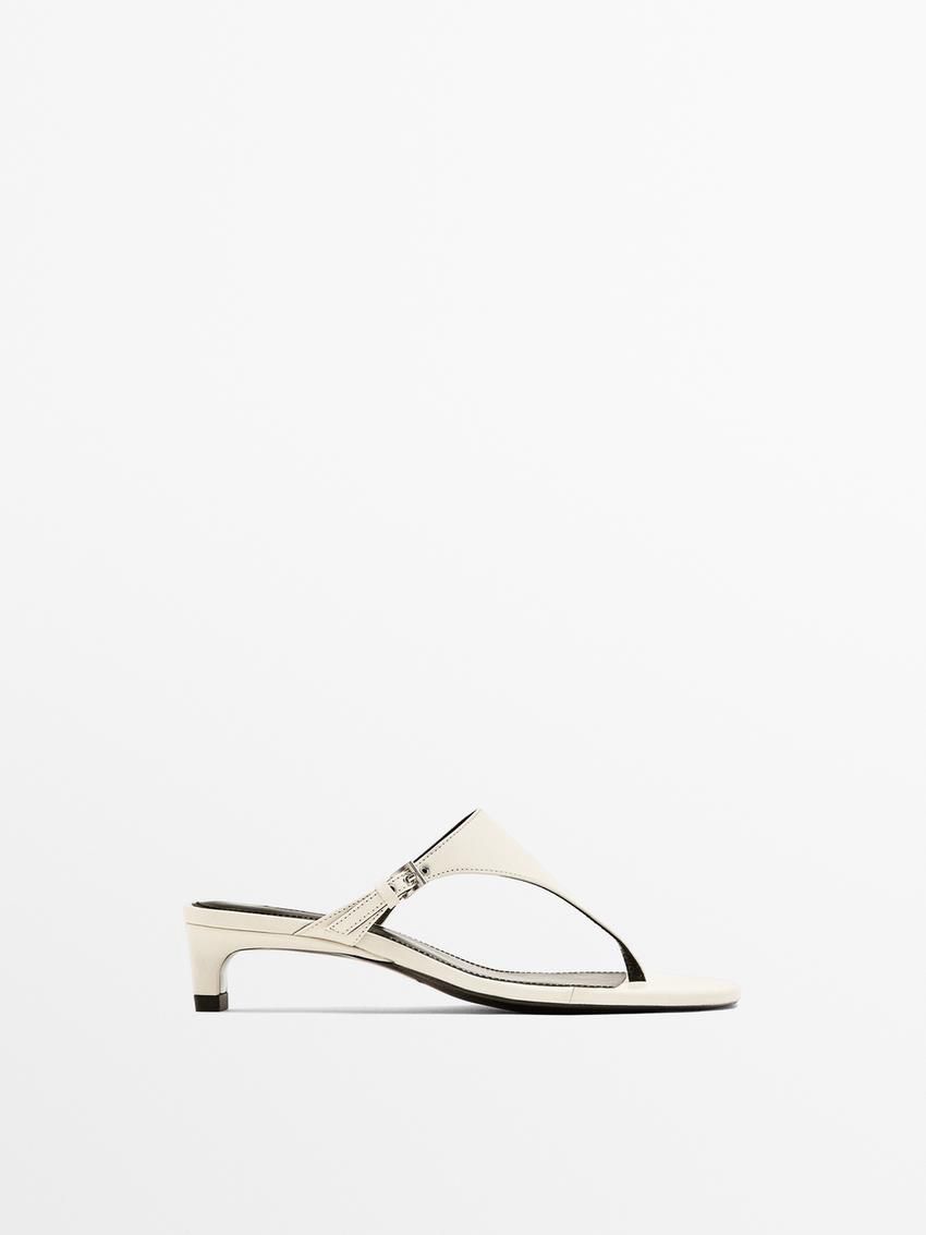Massimo Dutti High-heel With Buckle Women Sandals White | US-YM1263974