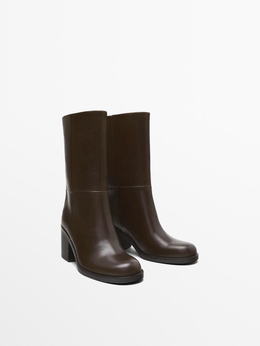 Massimo Dutti High-heel Women Ankle Boots Dark Brown | US-JL8635170