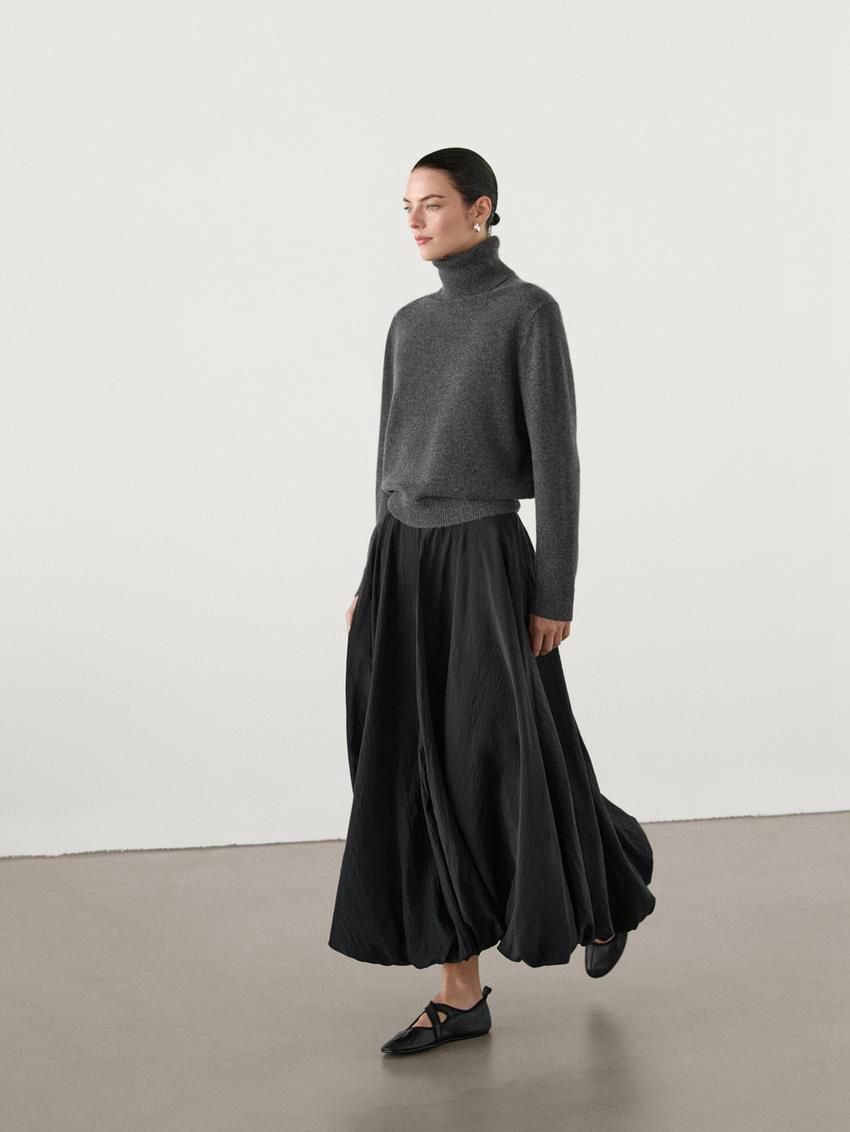Massimo Dutti High-neck Knit Women Sweater Dark Grey | US-VR1045726