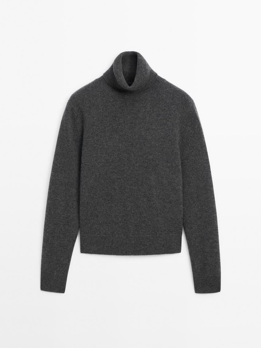 Massimo Dutti High-neck Knit Women Sweater Dark Grey | US-VR1045726