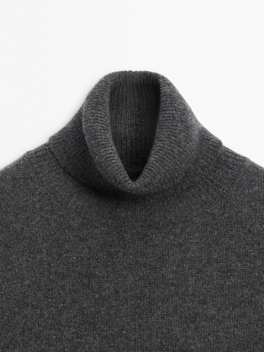 Massimo Dutti High-neck Knit Women Sweater Dark Grey | US-VR1045726