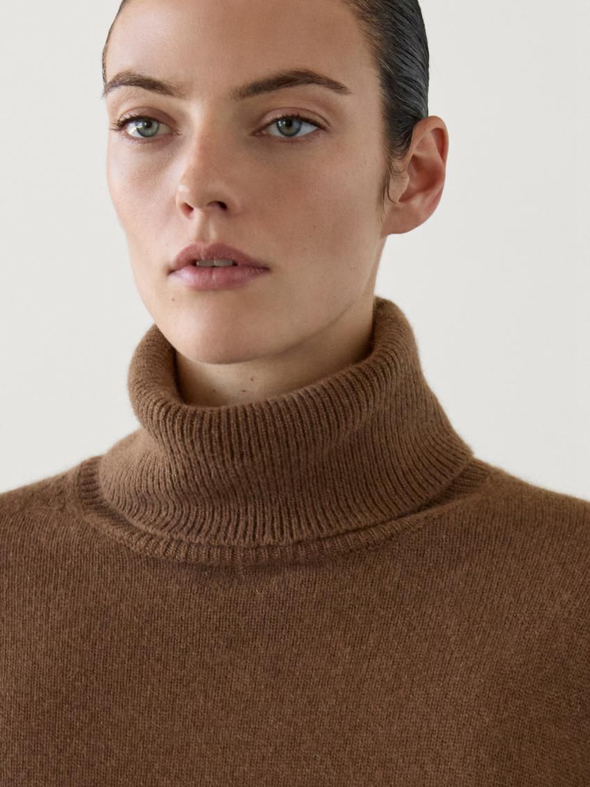 Massimo Dutti High-neck Knit Women Sweater Brown | US-PI0651379
