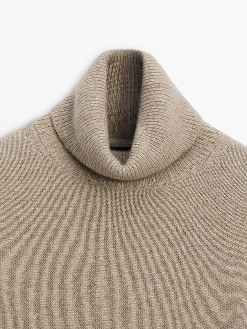Massimo Dutti High-neck Knit Women Sweater Khaki | US-MW4952817