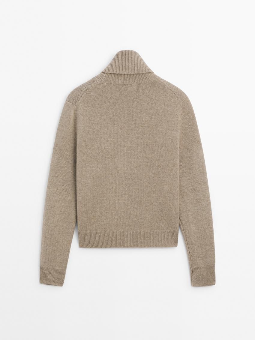 Massimo Dutti High-neck Knit Women Sweater Khaki | US-MW4952817