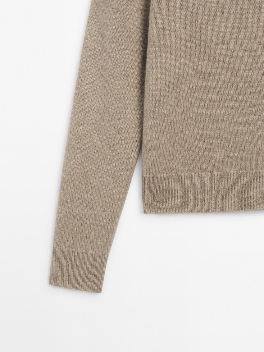 Massimo Dutti High-neck Knit Women Sweater Khaki | US-MW4952817