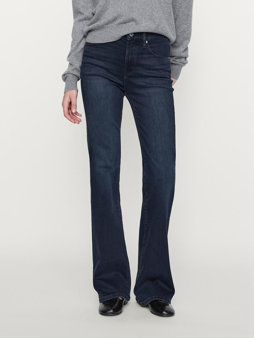 Massimo Dutti High-waist Skinny Flared Women Jeans Dark Blue | US-JQ1049765