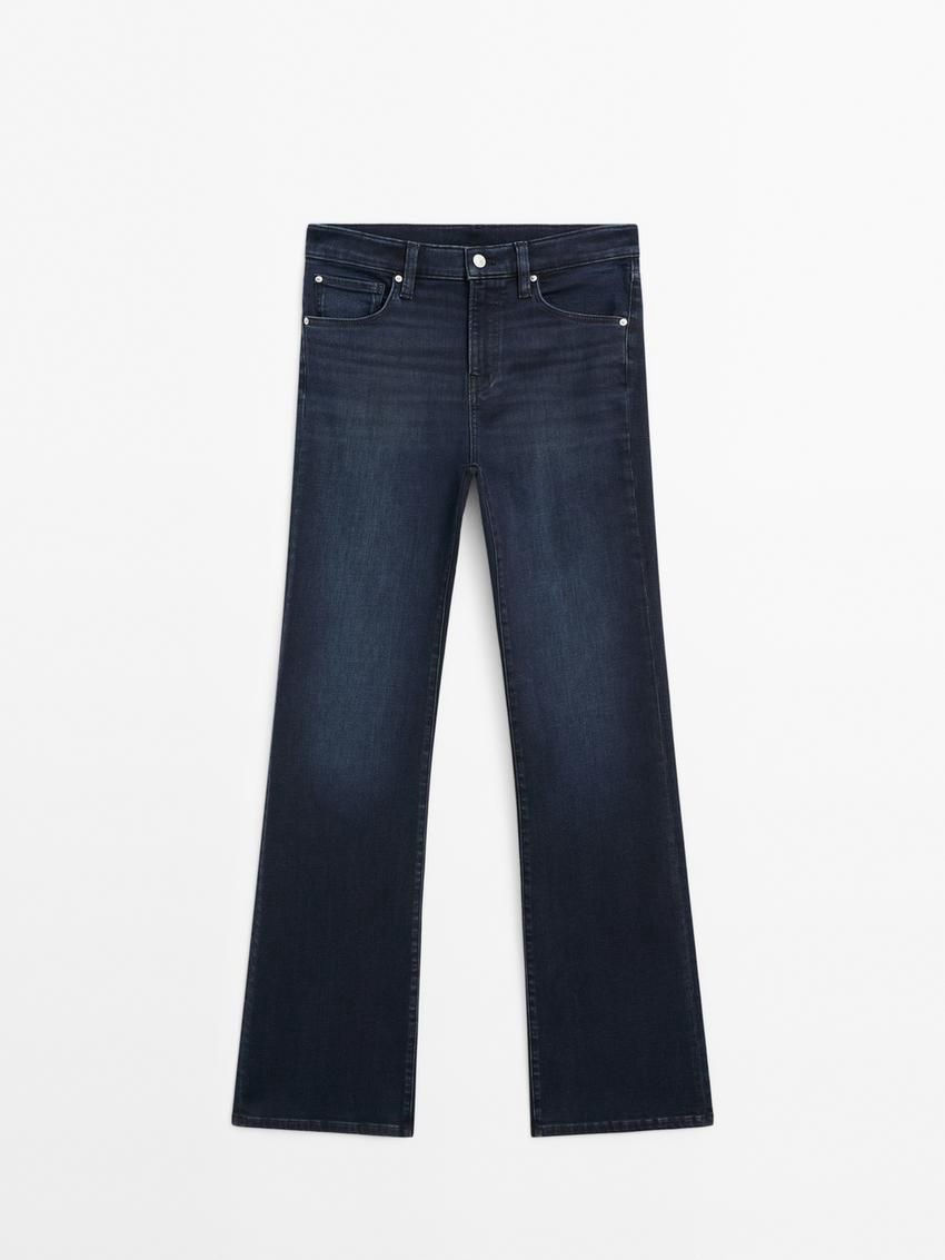 Massimo Dutti High-waist Skinny Flared Women Jeans Dark Blue | US-JQ1049765