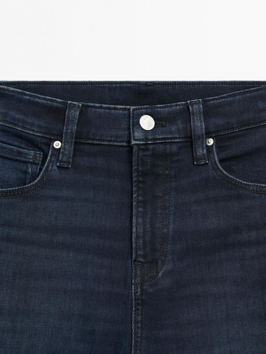 Massimo Dutti High-waist Skinny Flared Women Jeans Dark Blue | US-JQ1049765