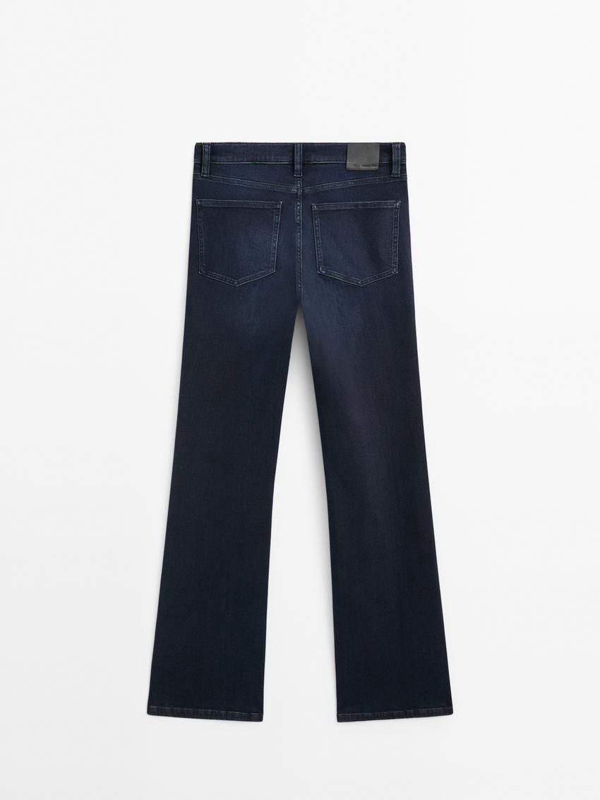 Massimo Dutti High-waist Skinny Flared Women Jeans Dark Blue | US-JQ1049765