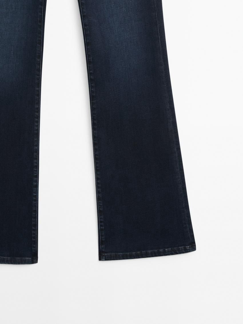 Massimo Dutti High-waist Skinny Flared Women Jeans Dark Blue | US-JQ1049765