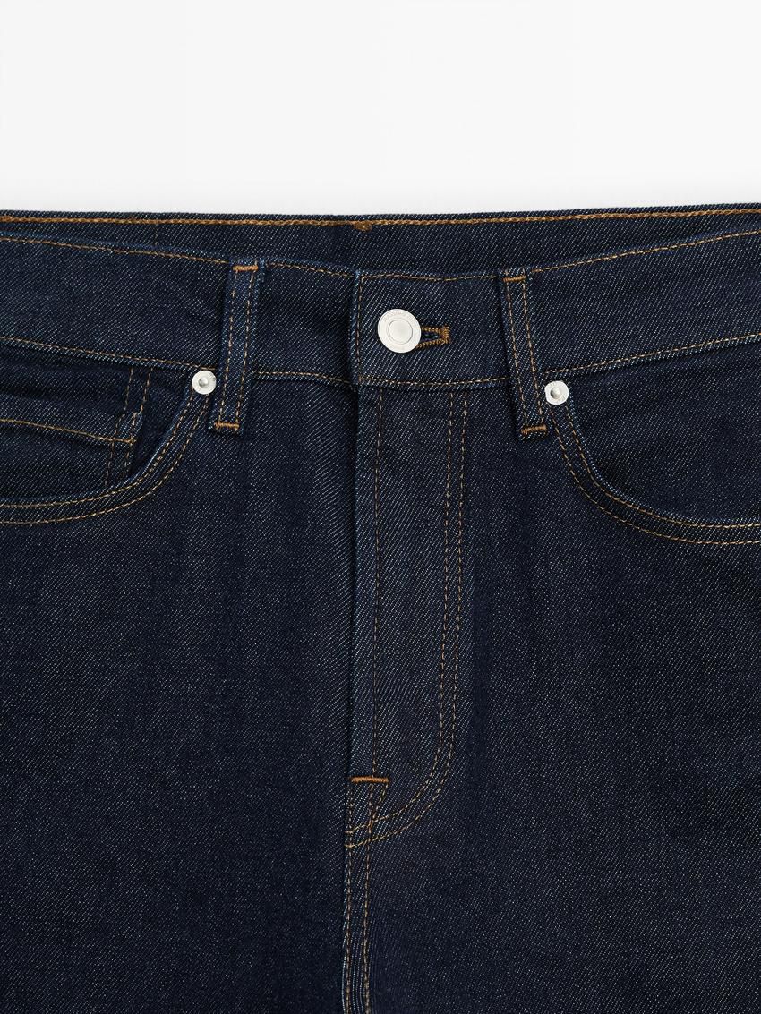 Massimo Dutti High-waist Straight-leg Comfort Women Jeans Dark Blue | US-TK9051467