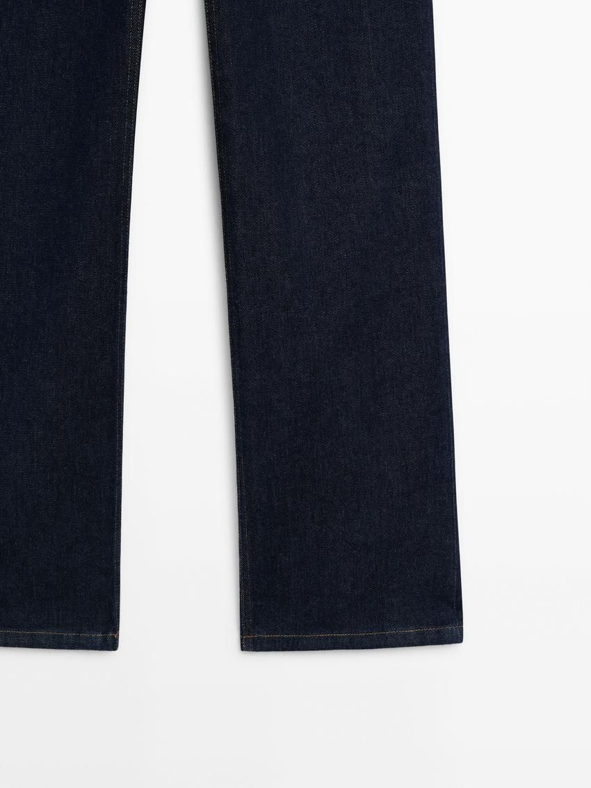 Massimo Dutti High-waist Straight-leg Comfort Women Jeans Dark Blue | US-TK9051467