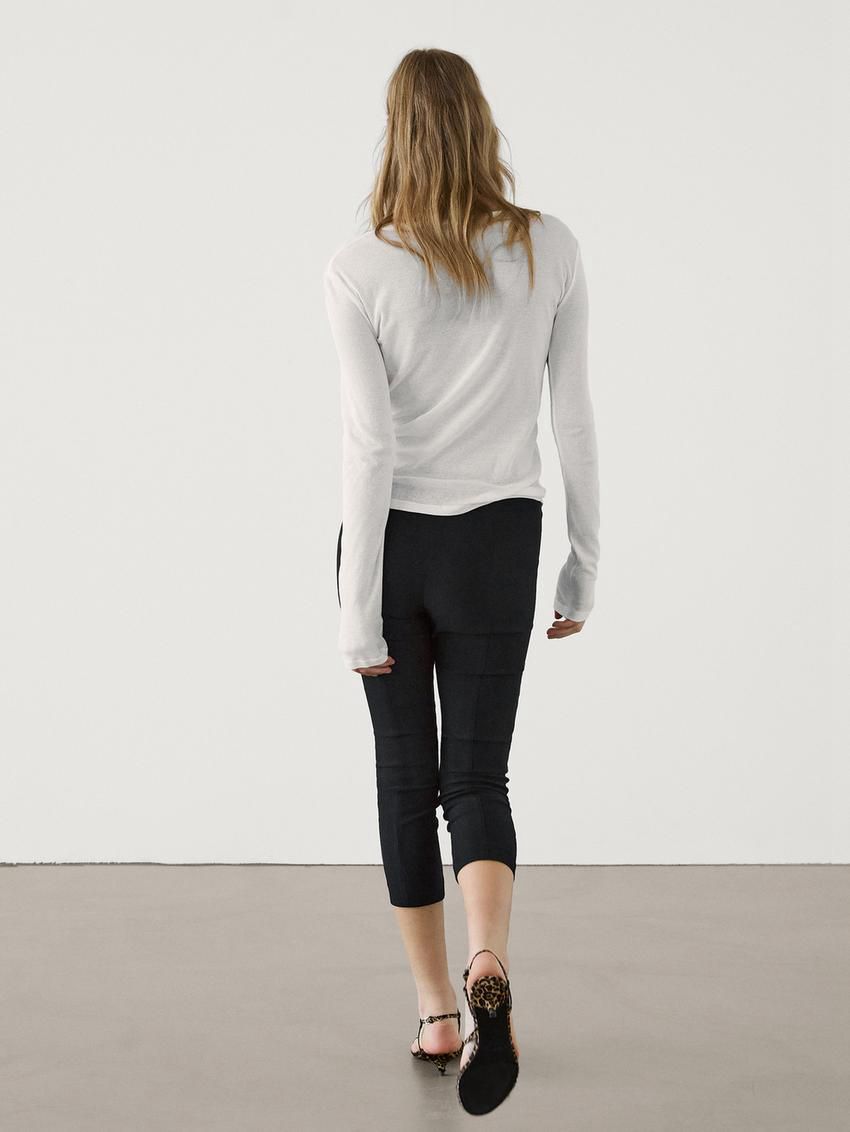 Massimo Dutti High-waist Stretch Capris Women Trousers Black | US-MO0347825