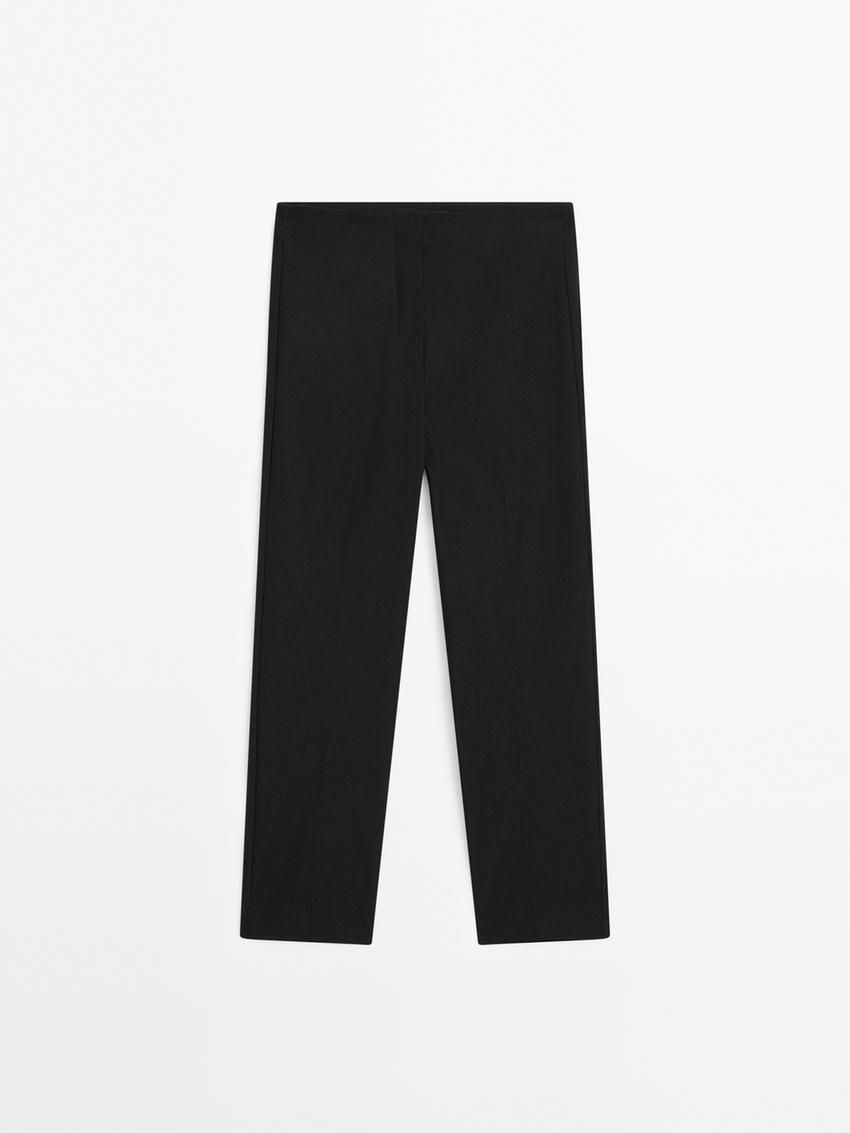 Massimo Dutti High-waist Stretch Capris Women Trousers Black | US-MO0347825