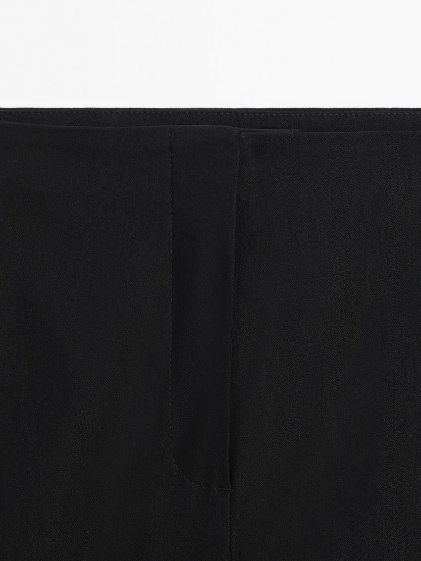 Massimo Dutti High-waist Stretch Capris Women Trousers Black | US-MO0347825