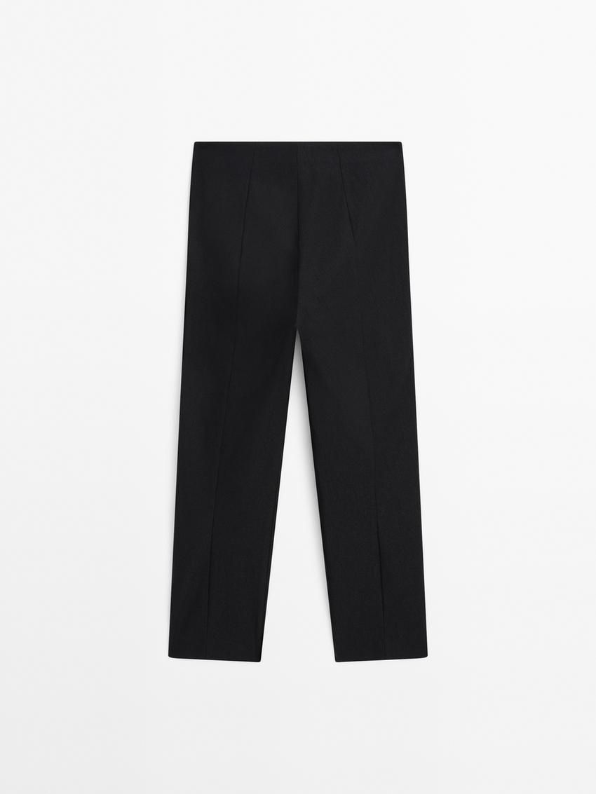 Massimo Dutti High-waist Stretch Capris Women Trousers Black | US-MO0347825