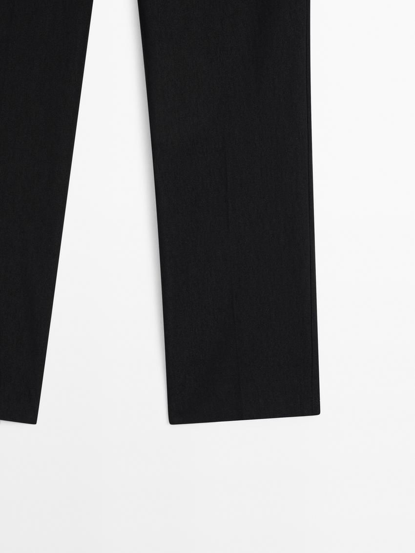 Massimo Dutti High-waist Stretch Capris Women Trousers Black | US-MO0347825
