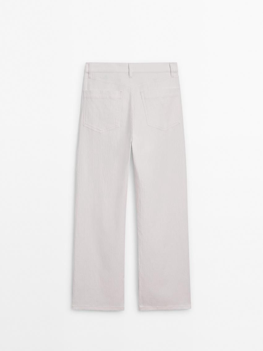 Massimo Dutti High-waist With Fabric Detail Women Jeans Cream | US-KF2194675