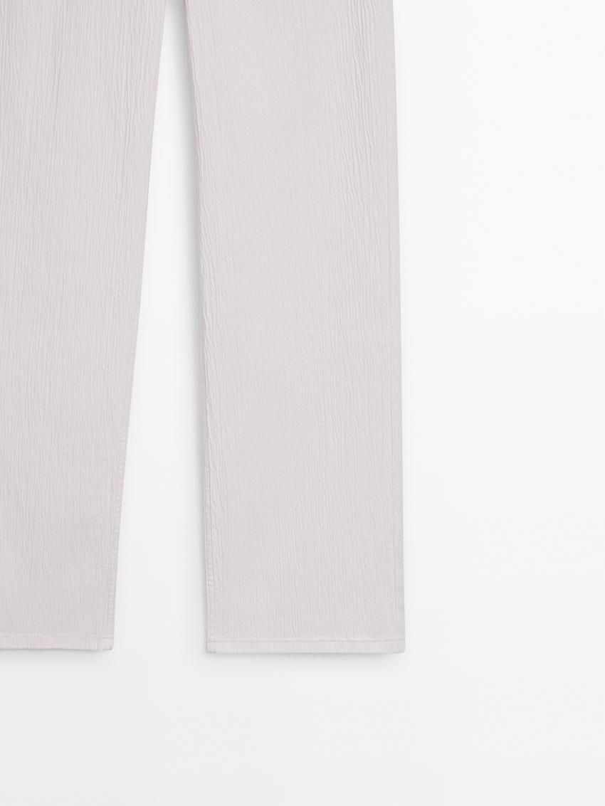 Massimo Dutti High-waist With Fabric Detail Women Jeans Cream | US-KF2194675