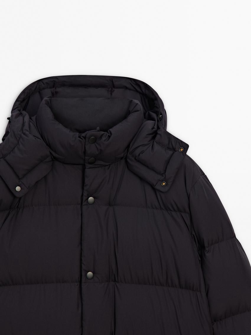 Massimo Dutti Hooded Men Puffer Jacket Navy | US-PW8451267