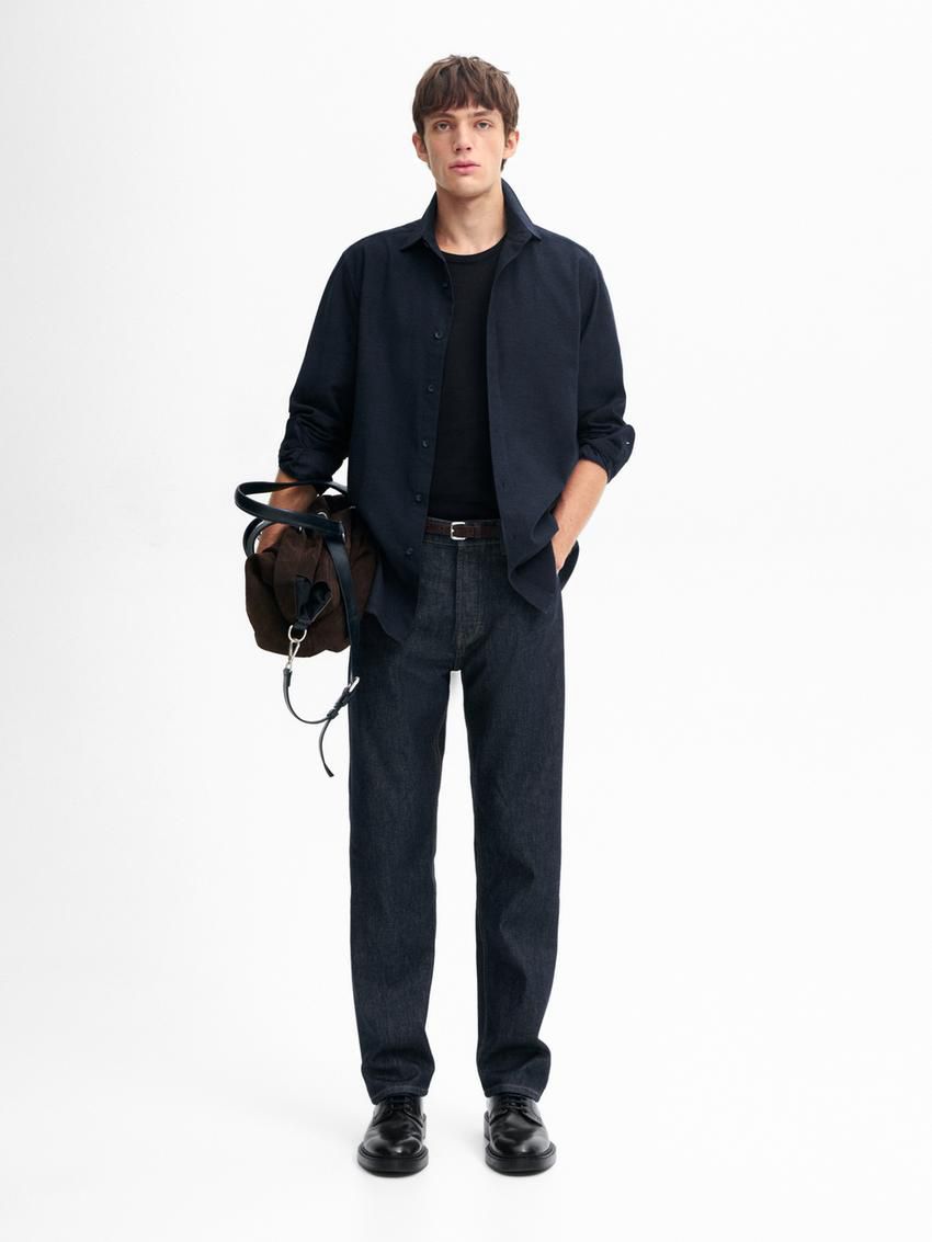Massimo Dutti Houndstooth Men Shirts Navy | US-TW9865342