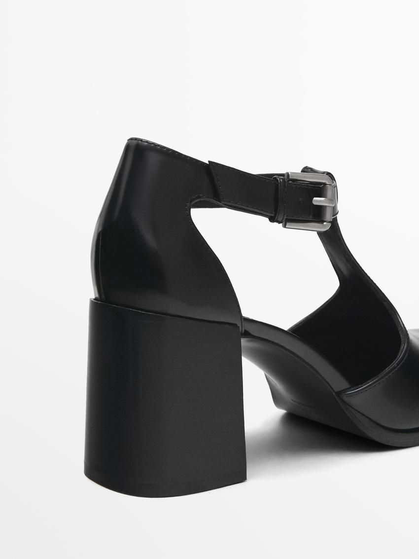 Massimo Dutti Instep Strap Women Heels Black | US-TD0825364