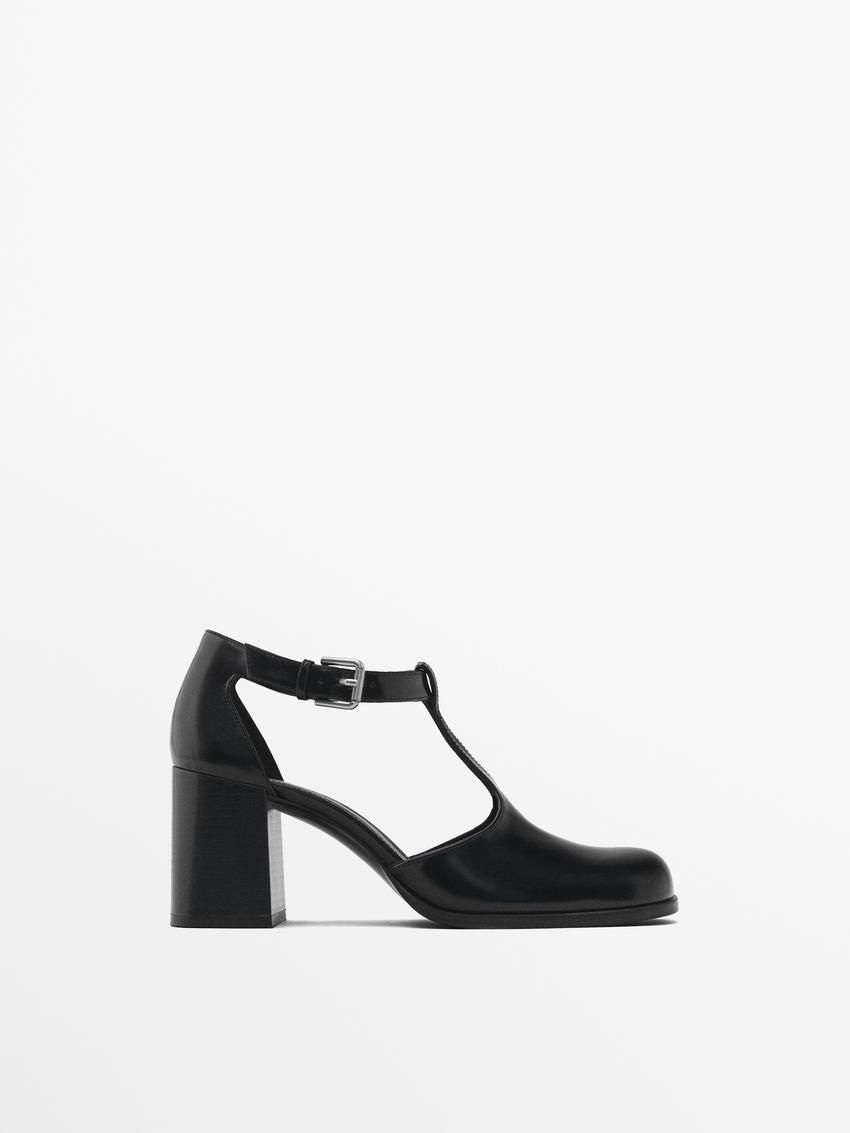Massimo Dutti Instep Strap Women Heels Black | US-TD0825364
