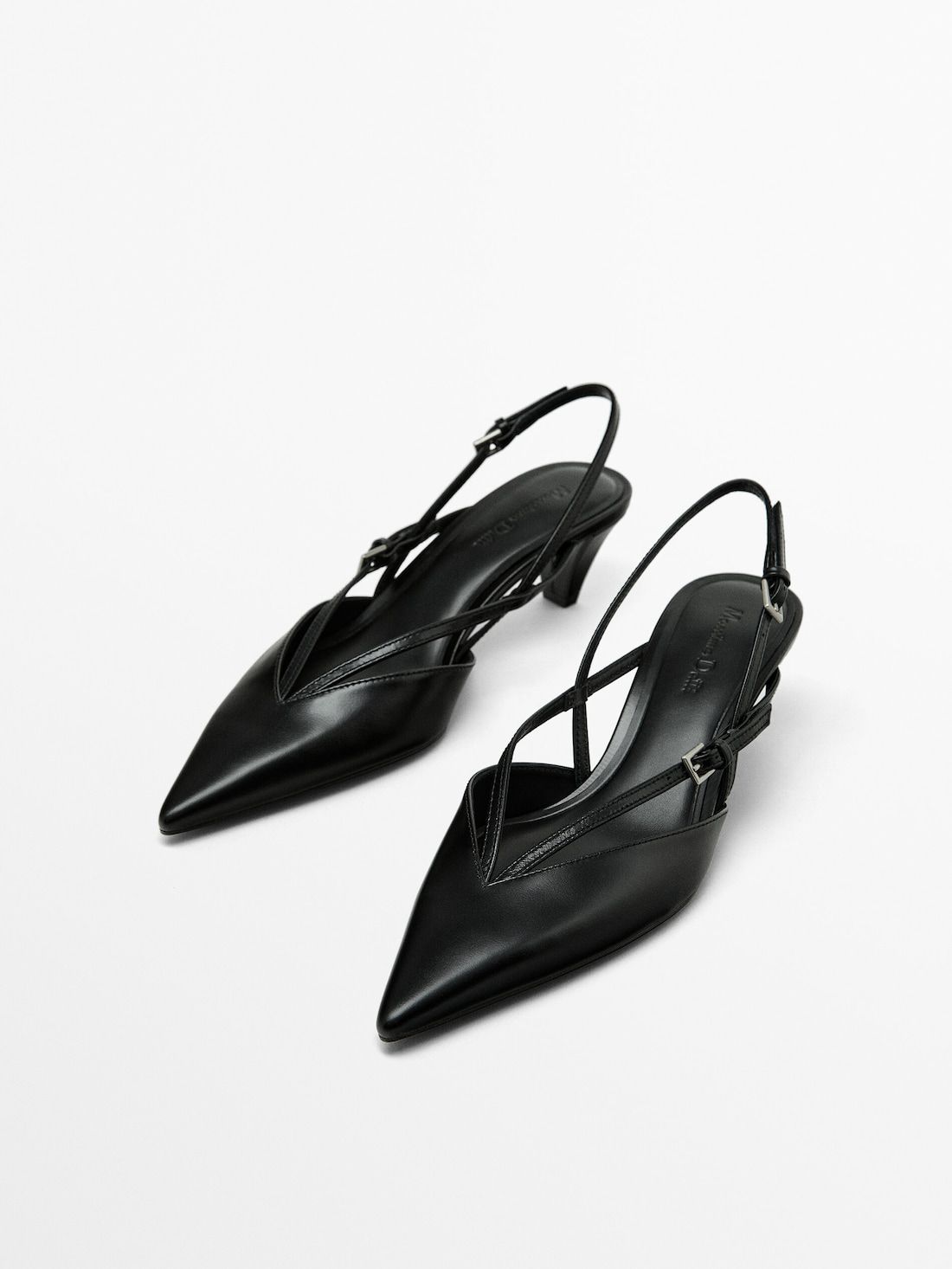 Massimo Dutti Instep Straps Women Slingback Shoes Black | US-OJ1607984