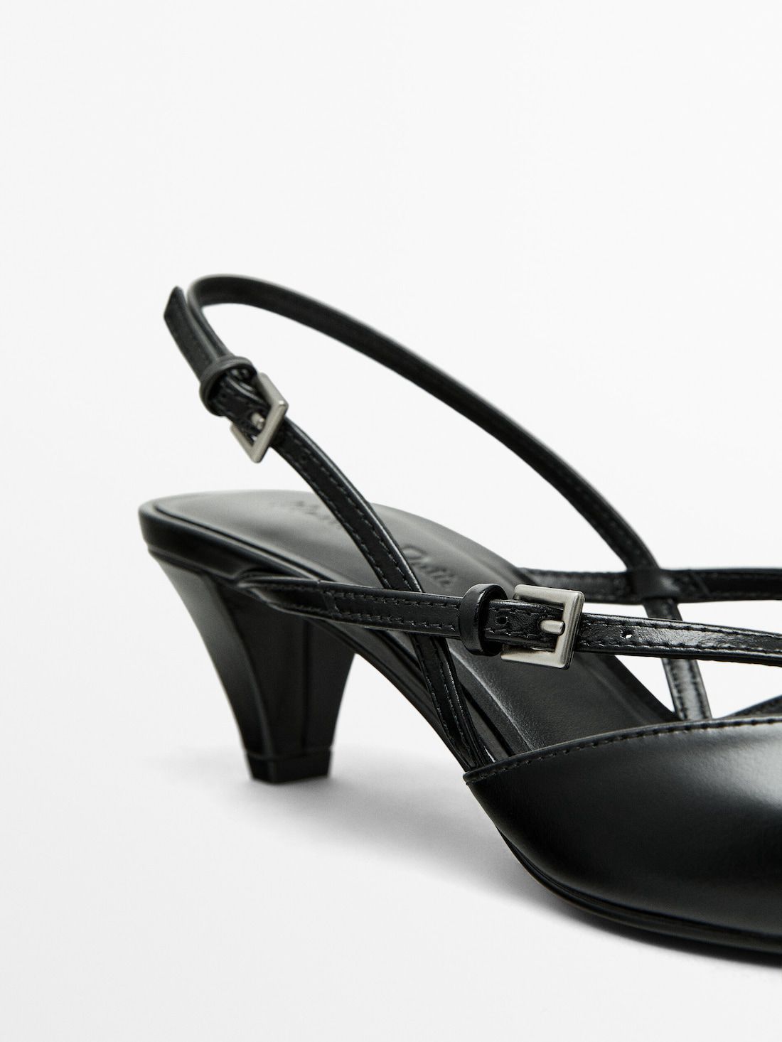 Massimo Dutti Instep Straps Women Slingback Shoes Black | US-OJ1607984