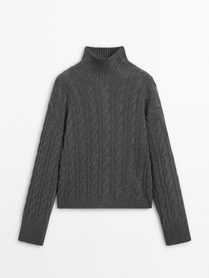 Massimo Dutti Jersey Detail Knitted With Wool Women Sweater Grey | US-BD6347195