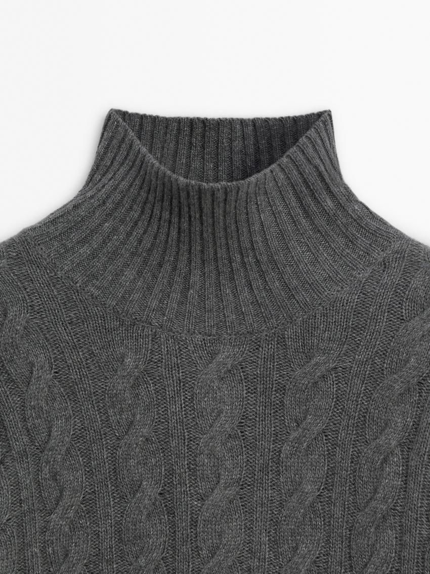 Massimo Dutti Jersey Detail Knitted With Wool Women Sweater Grey | US-BD6347195