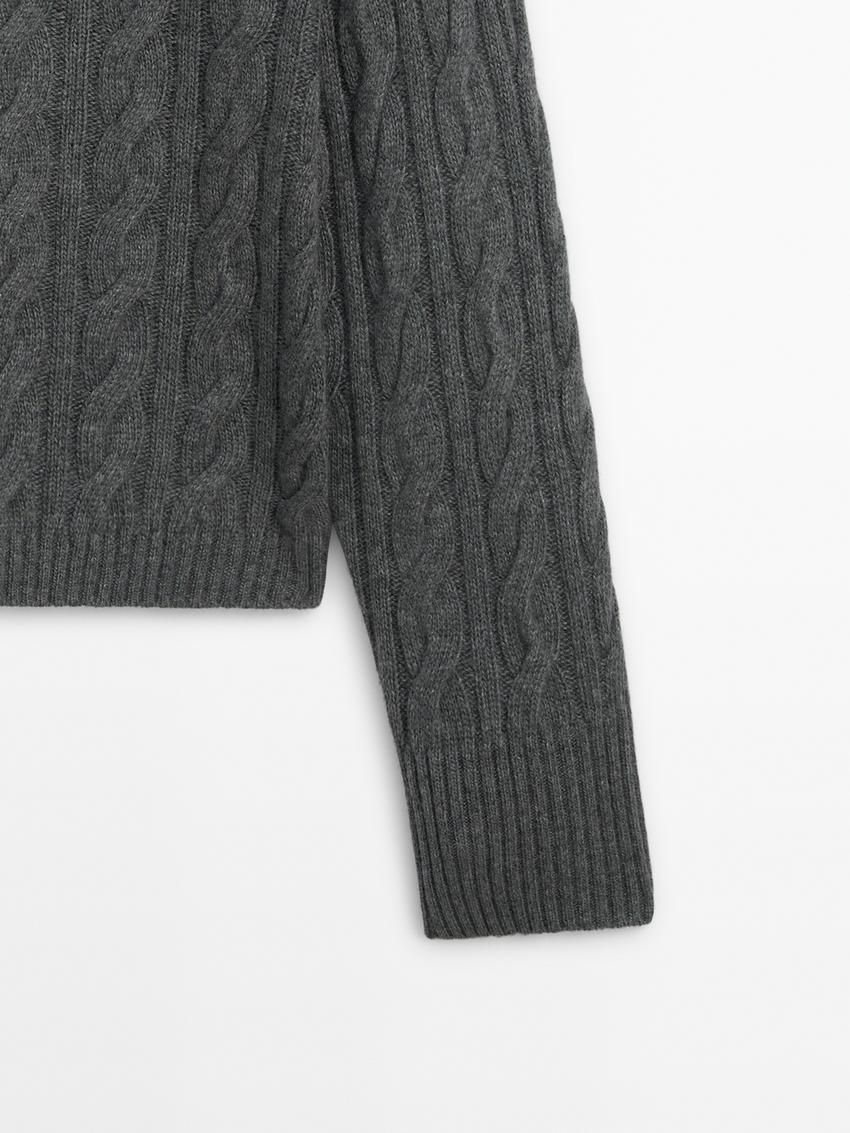 Massimo Dutti Jersey Detail Knitted With Wool Women Sweater Grey | US-BD6347195