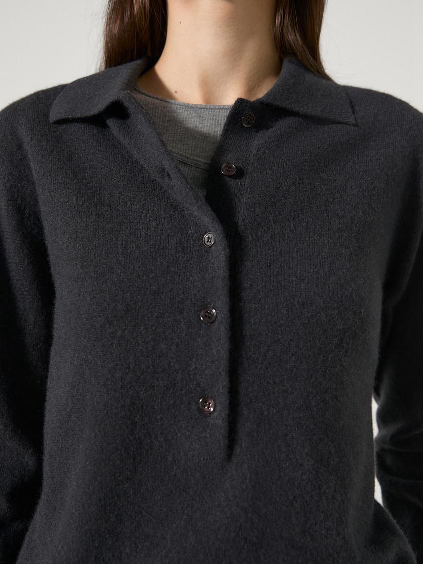 Massimo Dutti Jersey Polo Stitch Cashmere Women Sweater Dark Blue | US-IP2469071