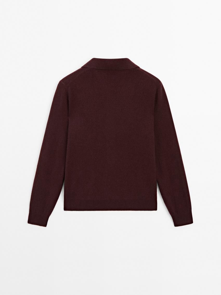 Massimo Dutti Jersey Polo Stitch Cashmere Women Sweater Burgundy | US-XJ2371896