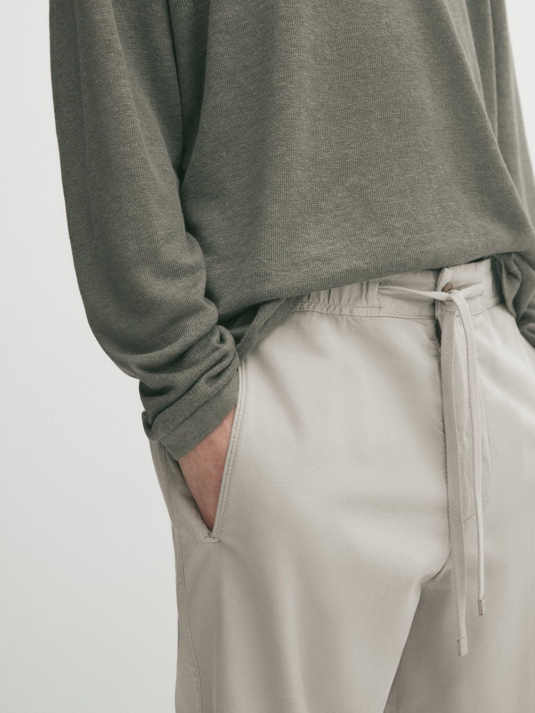 Massimo Dutti Jogger Fit Cotton Blend Bermuda Men Shorts Beige | US-EY4539780