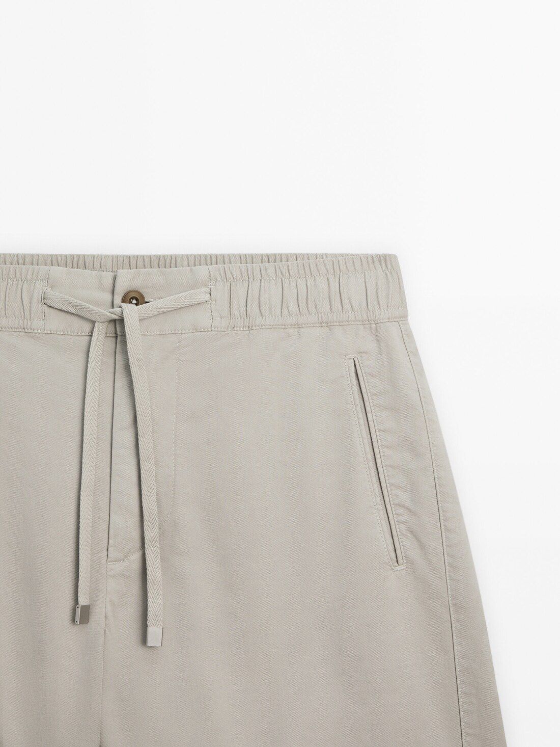 Massimo Dutti Jogger Fit Cotton Blend Bermuda Men Shorts Beige | US-EY4539780