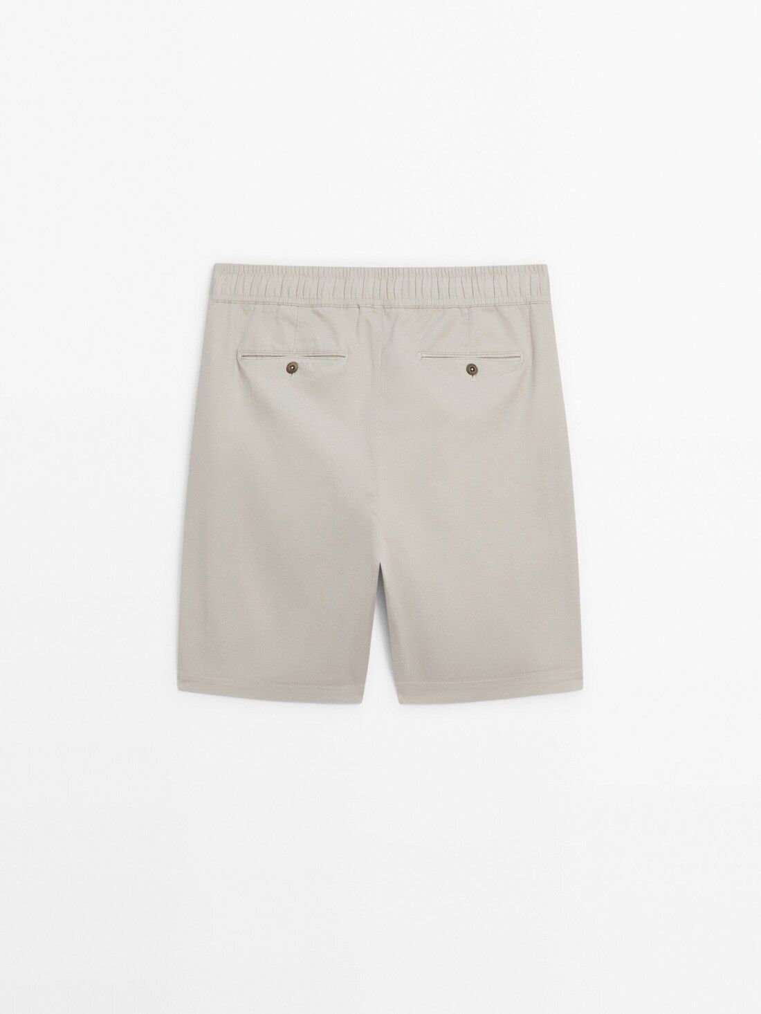 Massimo Dutti Jogger Fit Cotton Blend Bermuda Men Shorts Beige | US-EY4539780