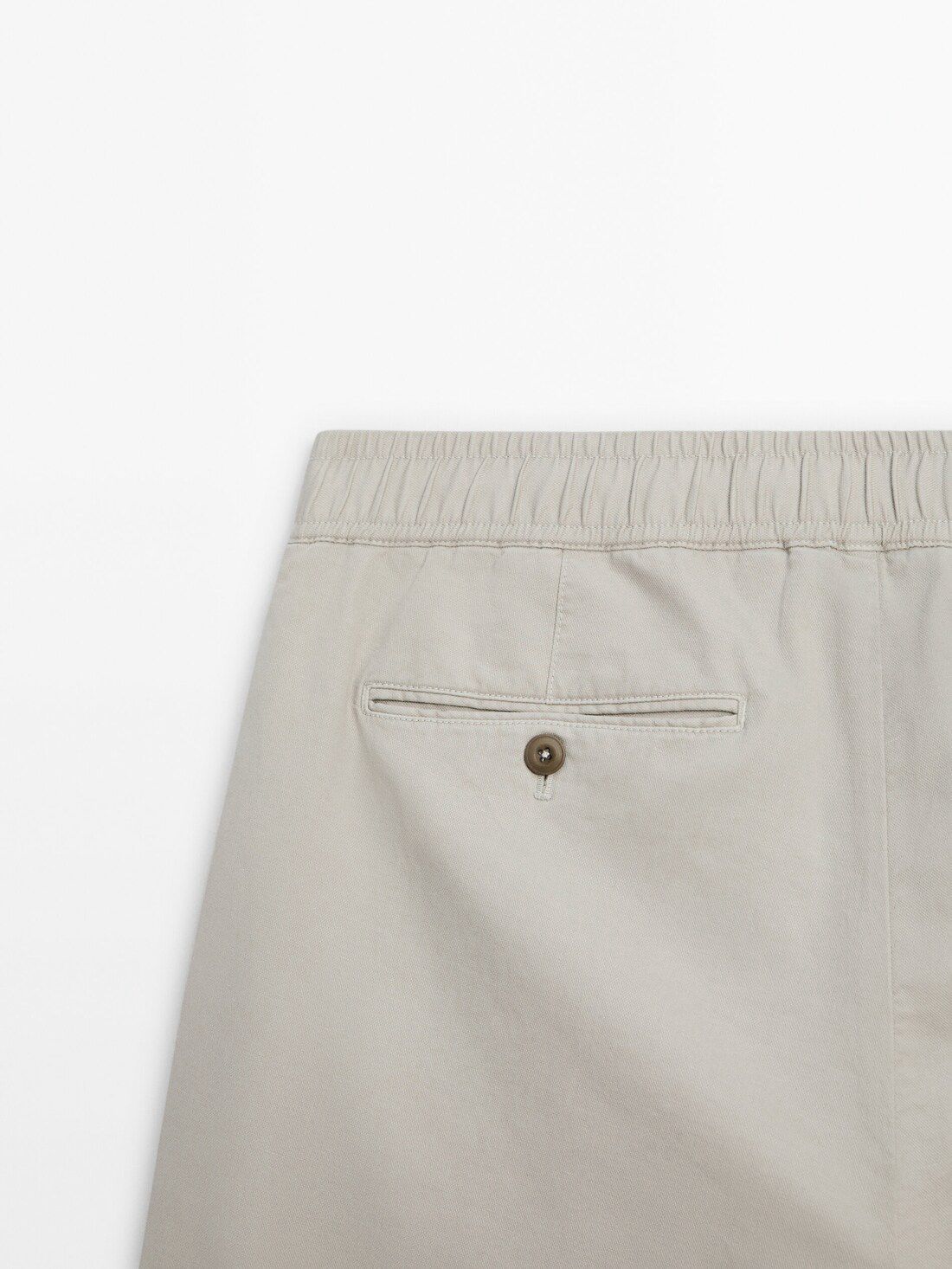 Massimo Dutti Jogger Fit Cotton Blend Bermuda Men Shorts Beige | US-EY4539780