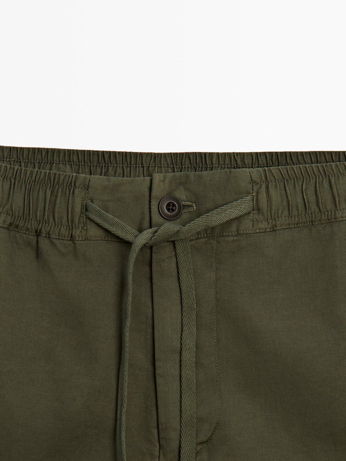 Massimo Dutti Jogger Fit Cotton Blend Bermuda Men Shorts Khaki | US-BS7680943